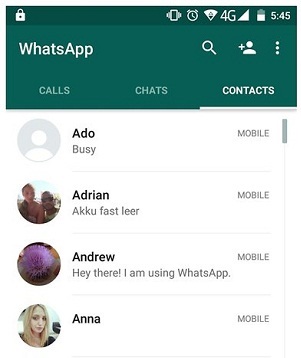 Old WhatsApp Contact Tab